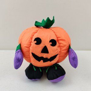 Vintage 1996 Halloween Pumpkin Plush Decor Nylon  Jack-O-Lantern Gibson